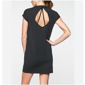 Athleta Terry Cocoon Mini Dress Size XS Black Active Athleisure Casual Travel
